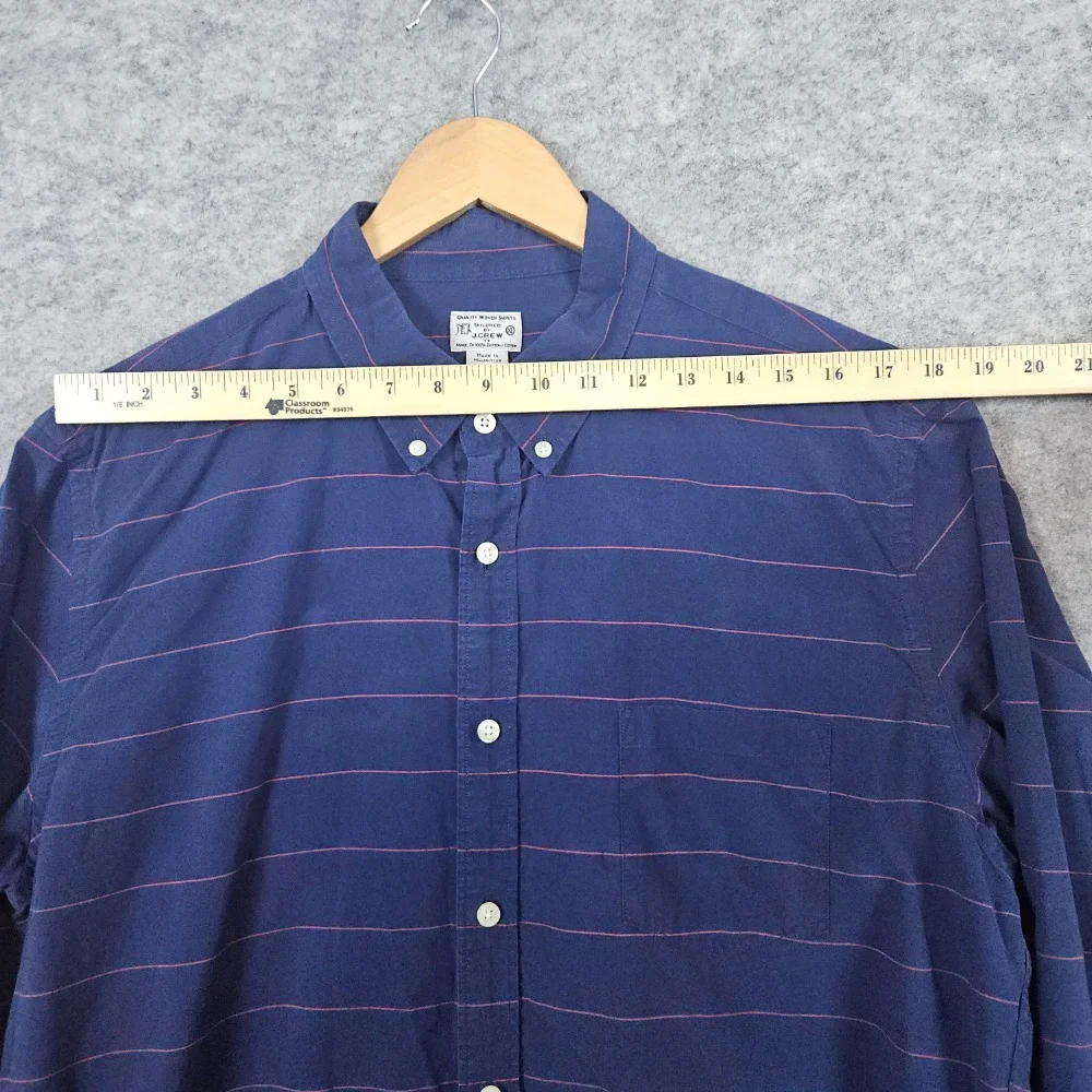 J Crew Men's Blue Red Striped Shirt Size‎ XL Button Down 100% Cotton LIGHT WEAR